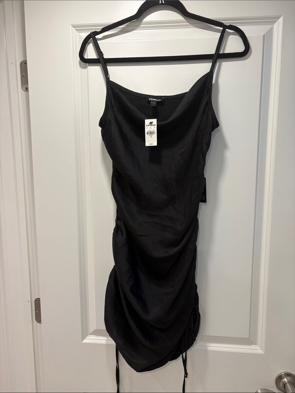 Express Black Ruched Slip Mini Dress